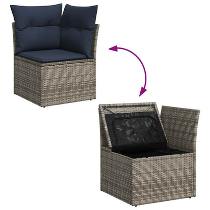 14 Piece Garden Sofa Set with Cushions Grey Poly Rattan Acacia