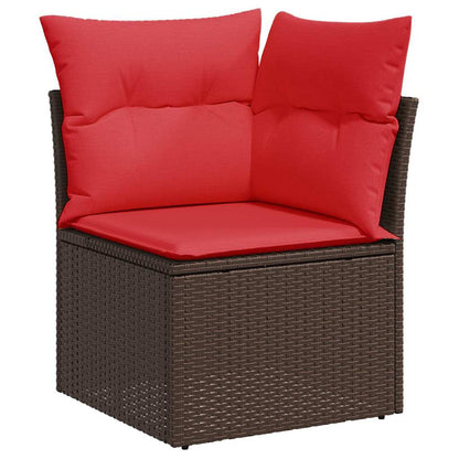 15 Piece Garden Sofa Set with Cushions Brown Poly Rattan Acacia
