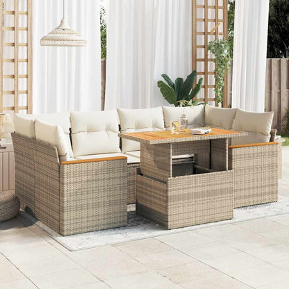 6-Piece Poly Rattan Garden Sofa Set with Cushions, Acacia