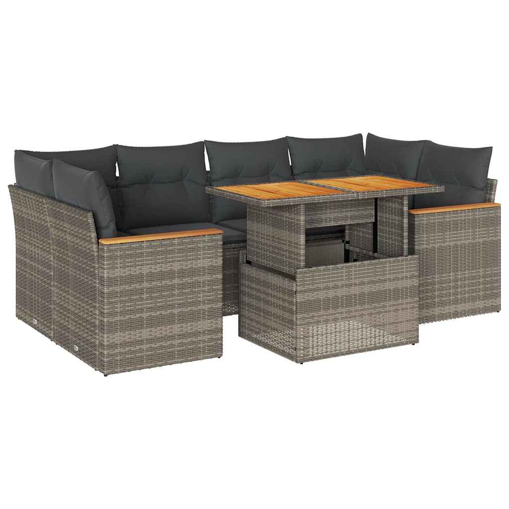 6-Piece Poly Rattan Garden Sofa Set with Cushions, Acacia