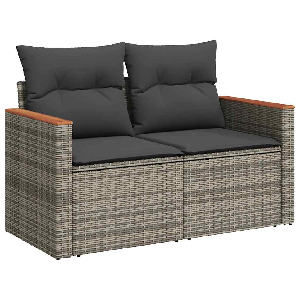 6-Piece Poly Rattan Garden Sofa Set with Cushions, Acacia