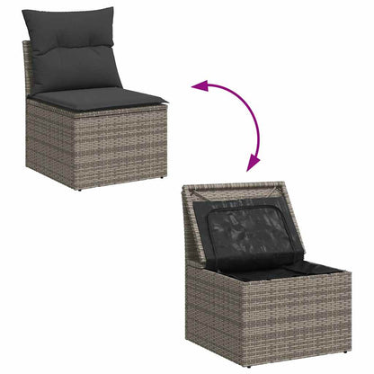6-Piece Poly Rattan Garden Sofa Set with Cushions, Acacia