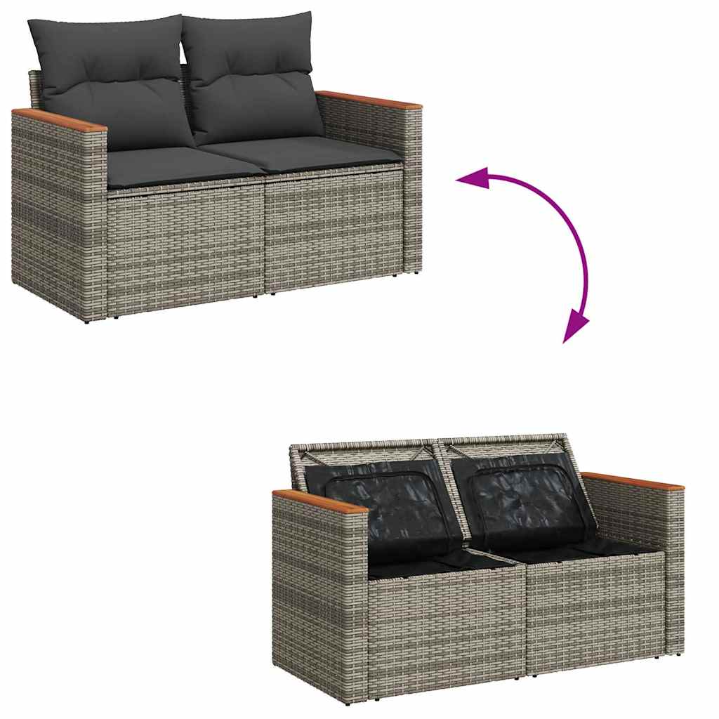 6-Piece Poly Rattan Garden Sofa Set with Cushions, Acacia