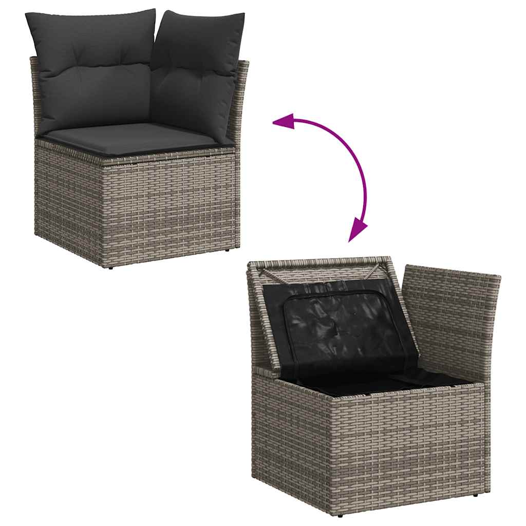 6-Piece Poly Rattan Garden Sofa Set with Cushions, Acacia