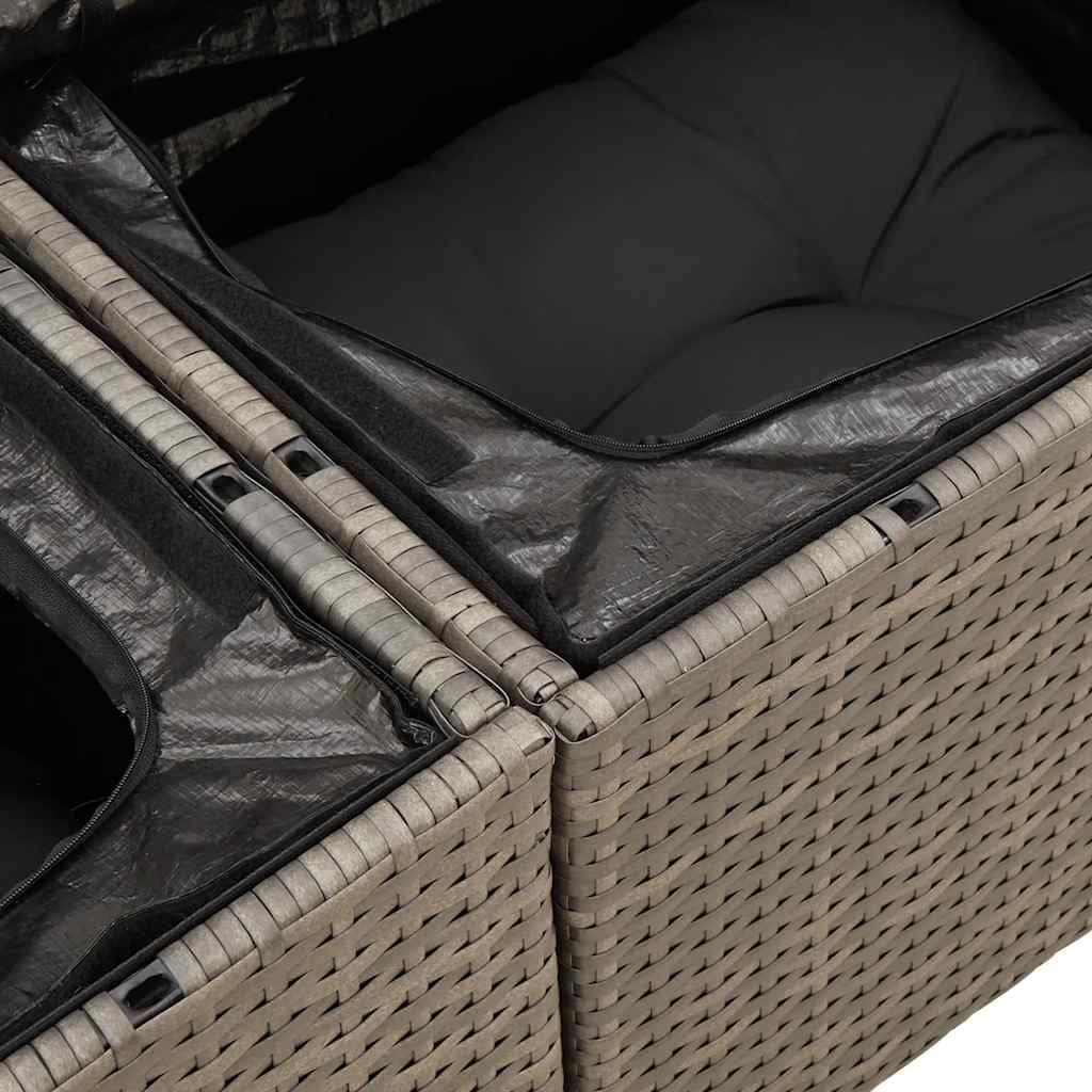6-Piece Poly Rattan Garden Sofa Set with Cushions, Acacia