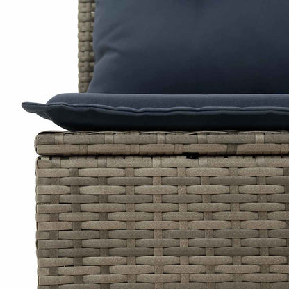 11 Piece Garden Sofa Set with Cushions Grey Poly Rattan Acacia
