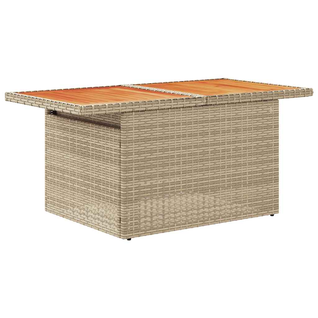 7 Piece Garden Sofa Set With Cushions Beige Poly Rattan Acacia