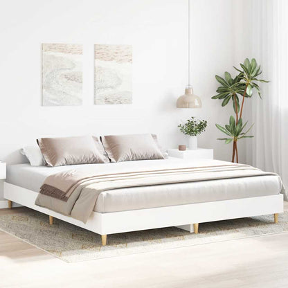 White Engineered Wood Bed Frame 200x200 cm - No Mattress Included