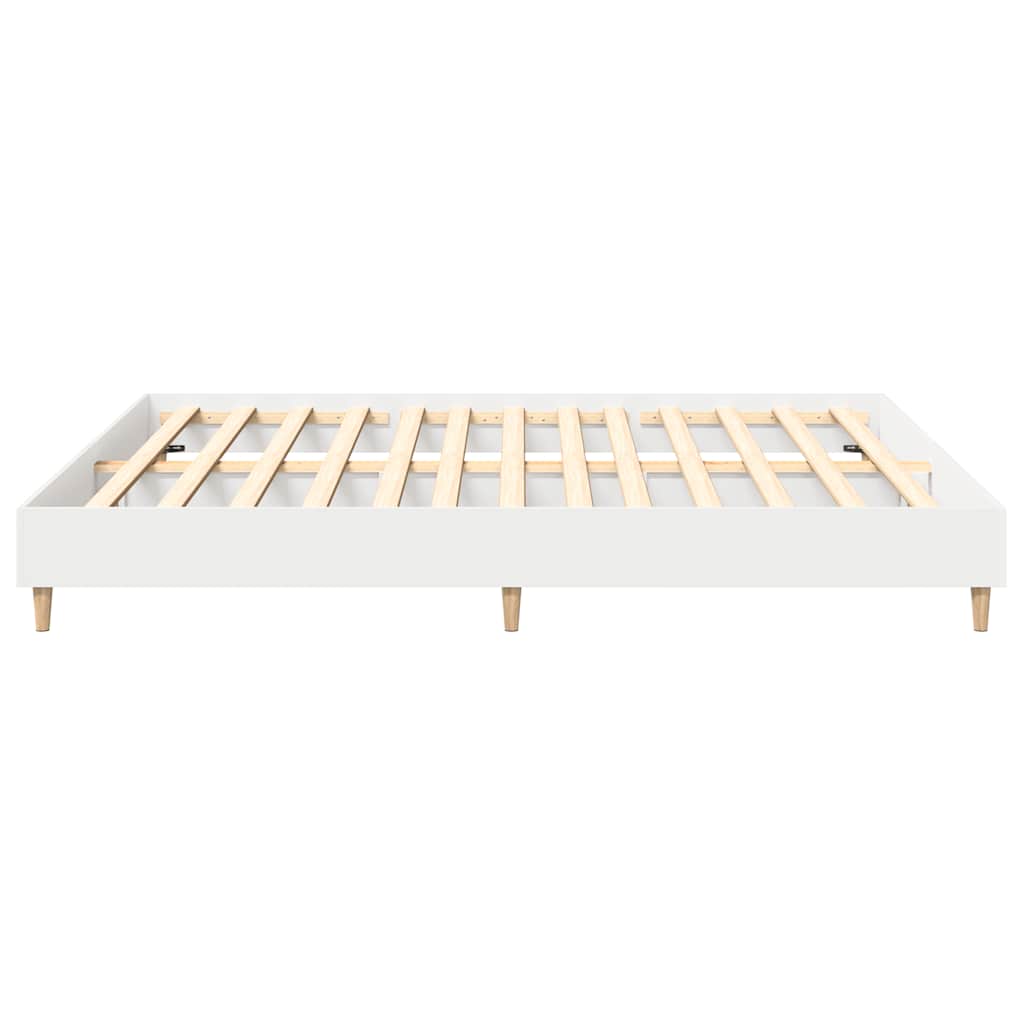 White Engineered Wood Bed Frame 200x200 cm - No Mattress Included