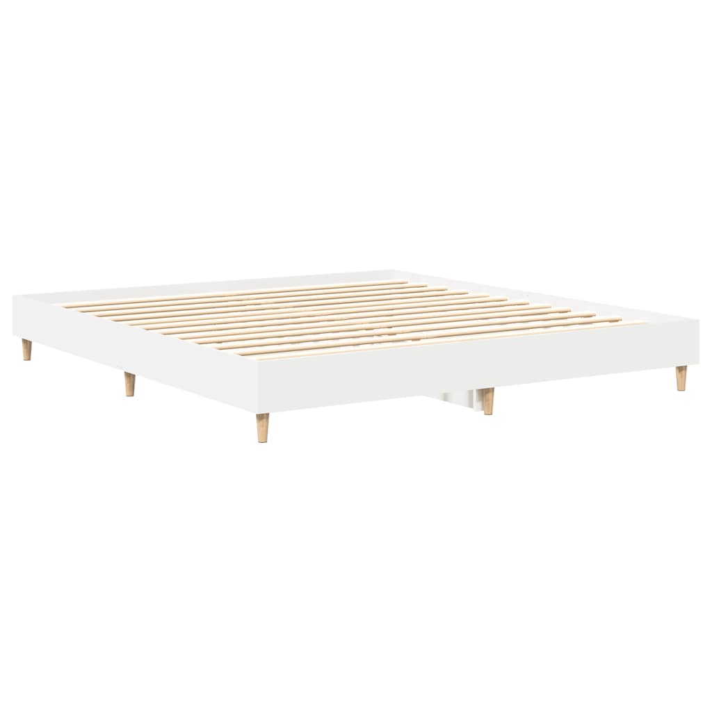 White Engineered Wood Bed Frame 200x200 cm - No Mattress Included