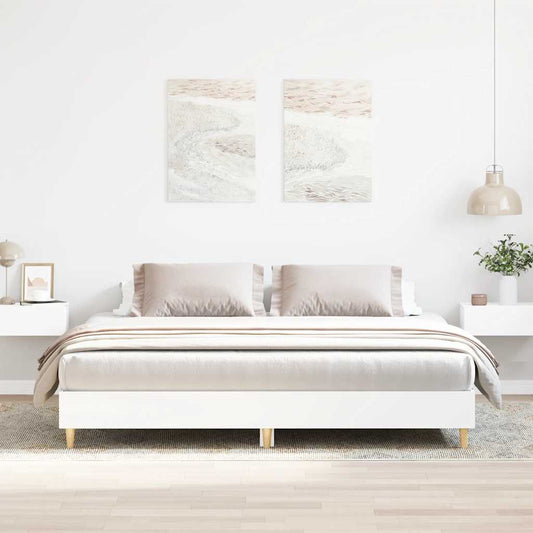 White Engineered Wood Bed Frame 200x200 cm - No Mattress Included