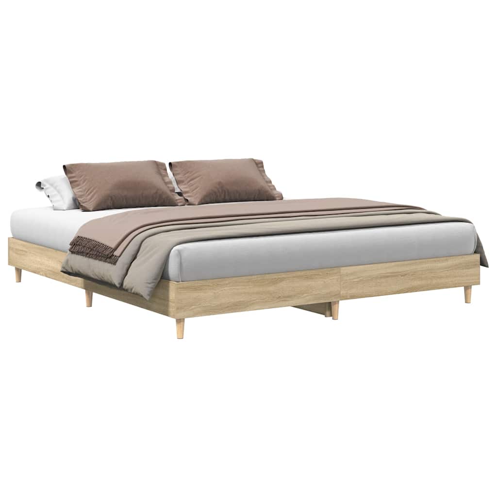 Sonoma Oak Bed Frame 200x200 cm, Engineered Wood, No Mattress