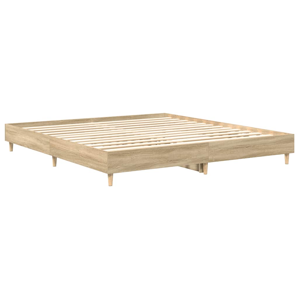 Sonoma Oak Bed Frame 200x200 cm, Engineered Wood, No Mattress
