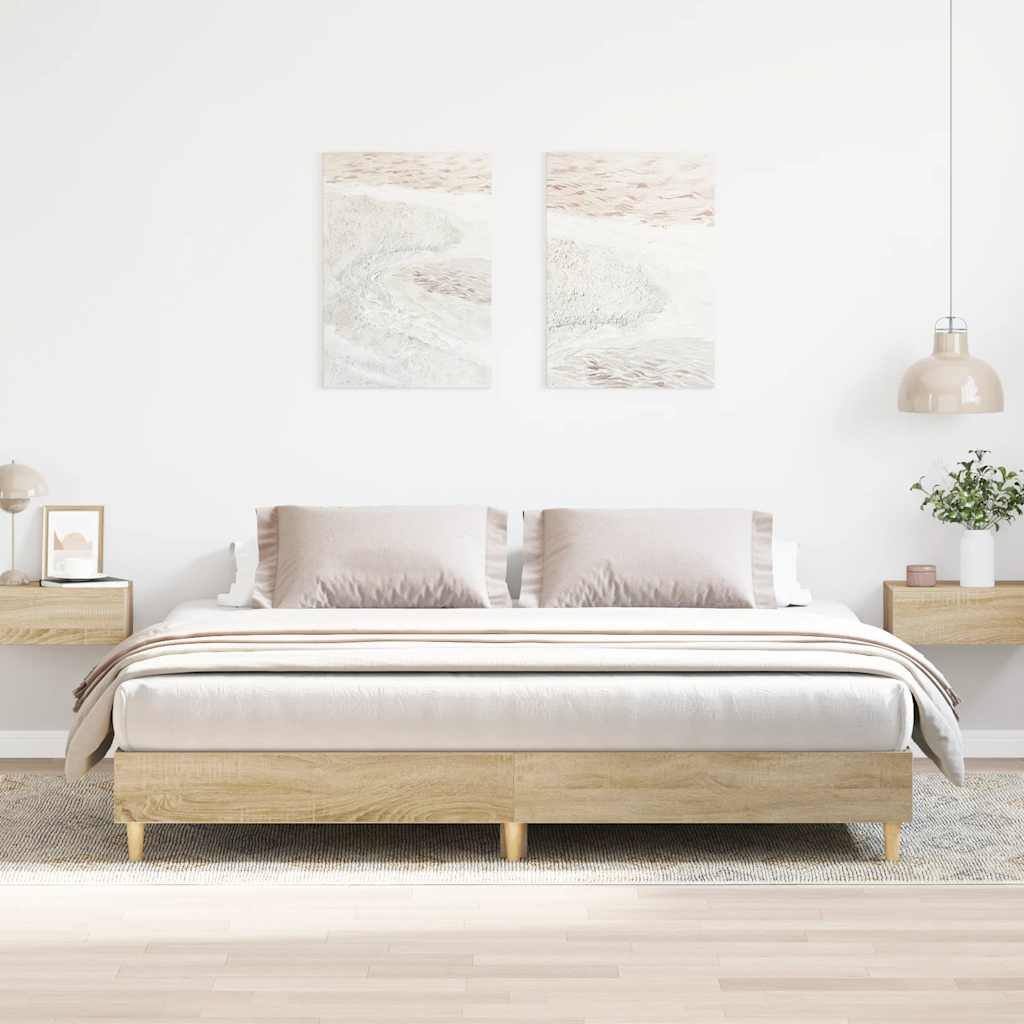 Sonoma Oak Bed Frame 200x200 cm, Engineered Wood, No Mattress