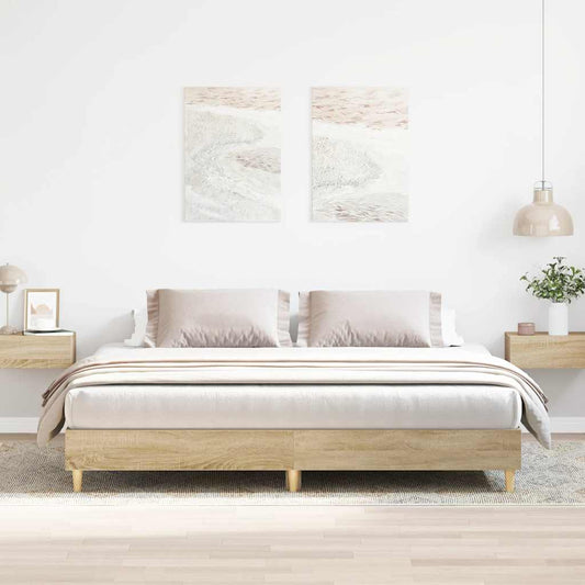 Sonoma Oak Bed Frame 200x200 cm, Engineered Wood, No Mattress