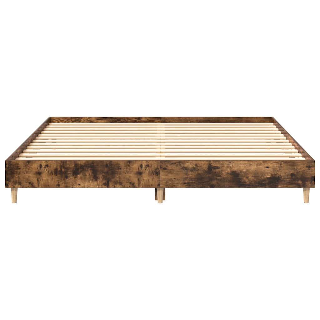 Smoked Oak Bed Frame 200x200 cm | Engineered Wood, No Mattress