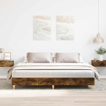 Smoked Oak Bed Frame 200x200 cm | Engineered Wood, No Mattress