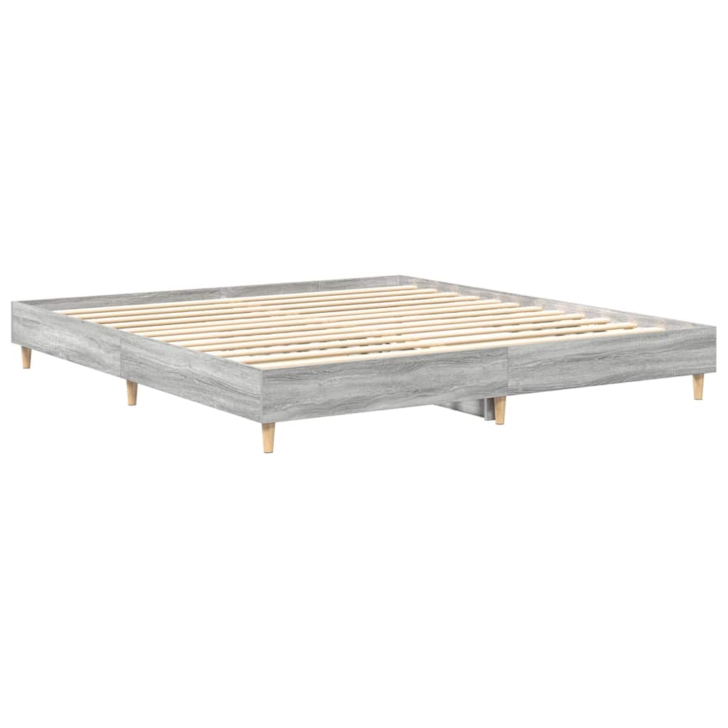 Grey Sonoma Engineered Wood Bed Frame 200x200 cm - No Mattress