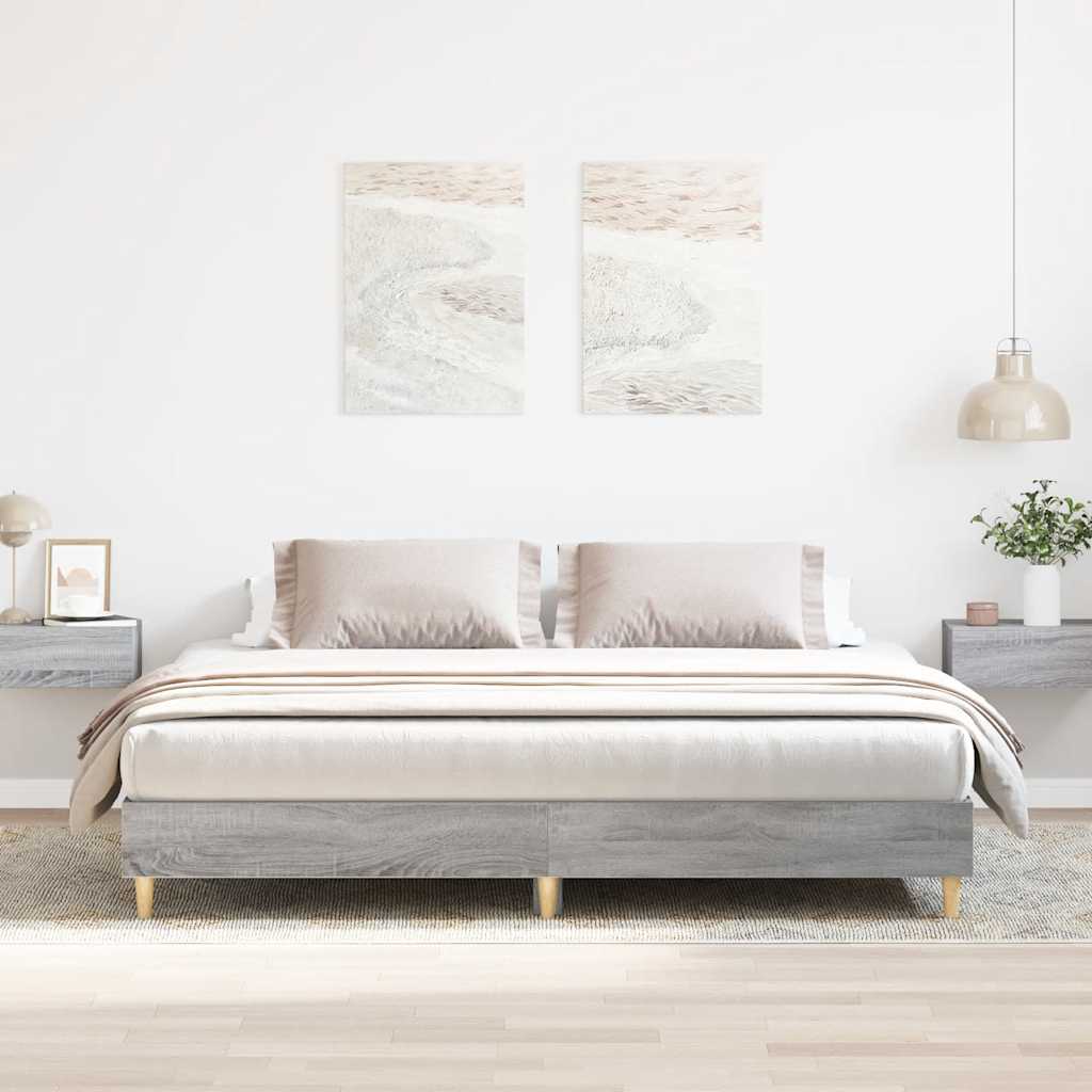 Grey Sonoma Engineered Wood Bed Frame 200x200 cm - No Mattress