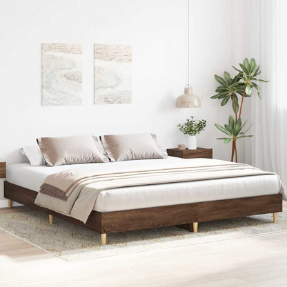 Brown Oak Bed Frame 200x200 cm - Durable Engineered Wood