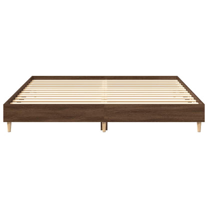 Brown Oak Bed Frame 200x200 cm - Durable Engineered Wood