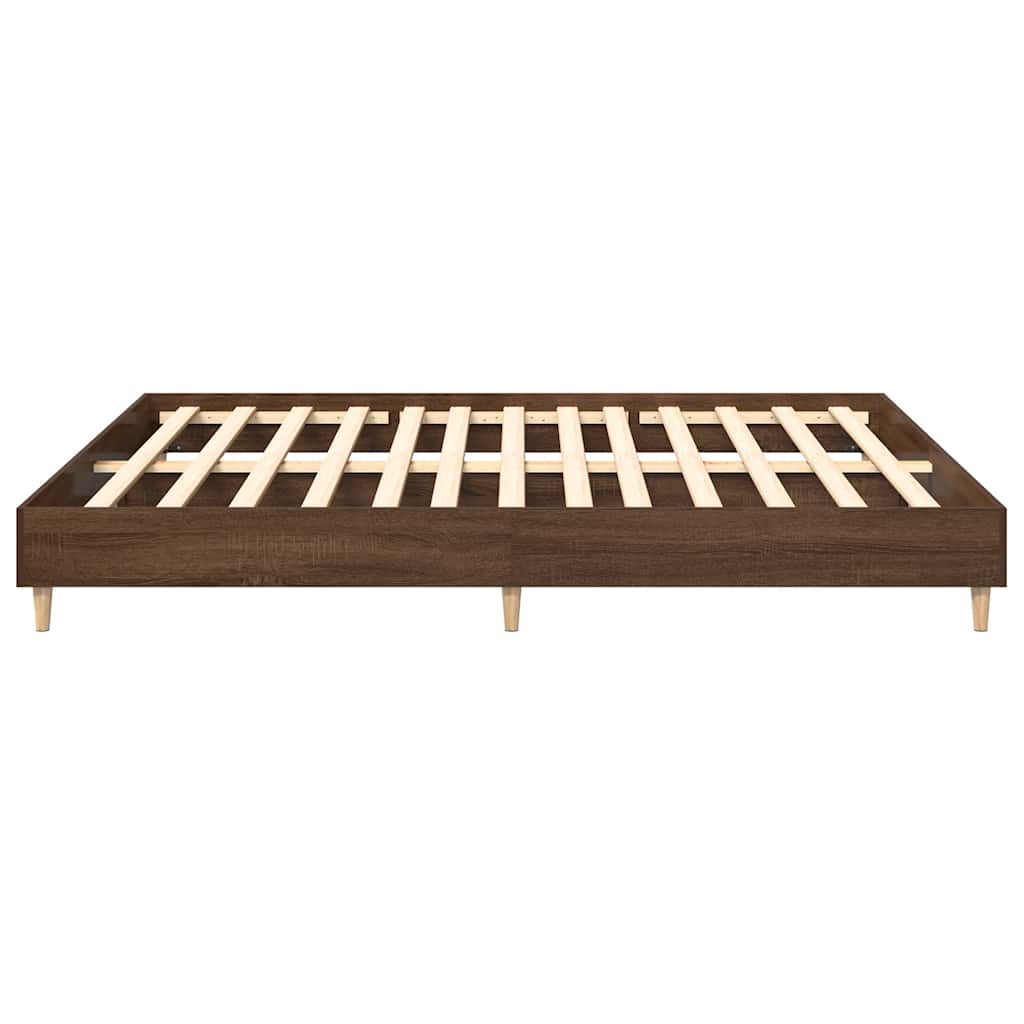 Brown Oak Bed Frame 200x200 cm - Durable Engineered Wood