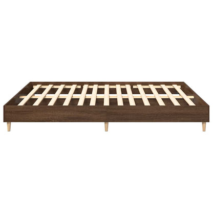 Brown Oak Bed Frame 200x200 cm - Durable Engineered Wood