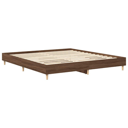 Brown Oak Bed Frame 200x200 cm - Durable Engineered Wood