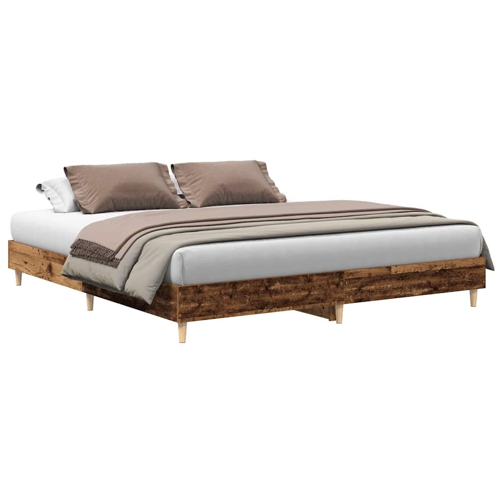 Vintage Style 200x200 cm Engineered Wood Bed Frame, No Mattress