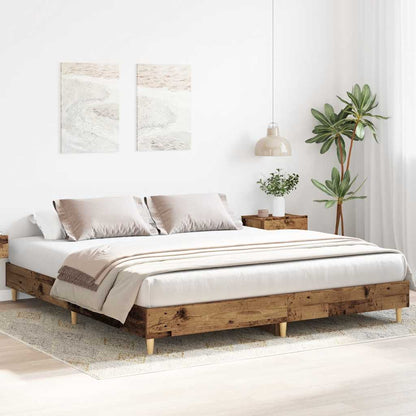Vintage Style 200x200 cm Engineered Wood Bed Frame, No Mattress