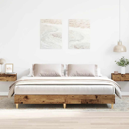 Vintage Style 200x200 cm Engineered Wood Bed Frame, No Mattress