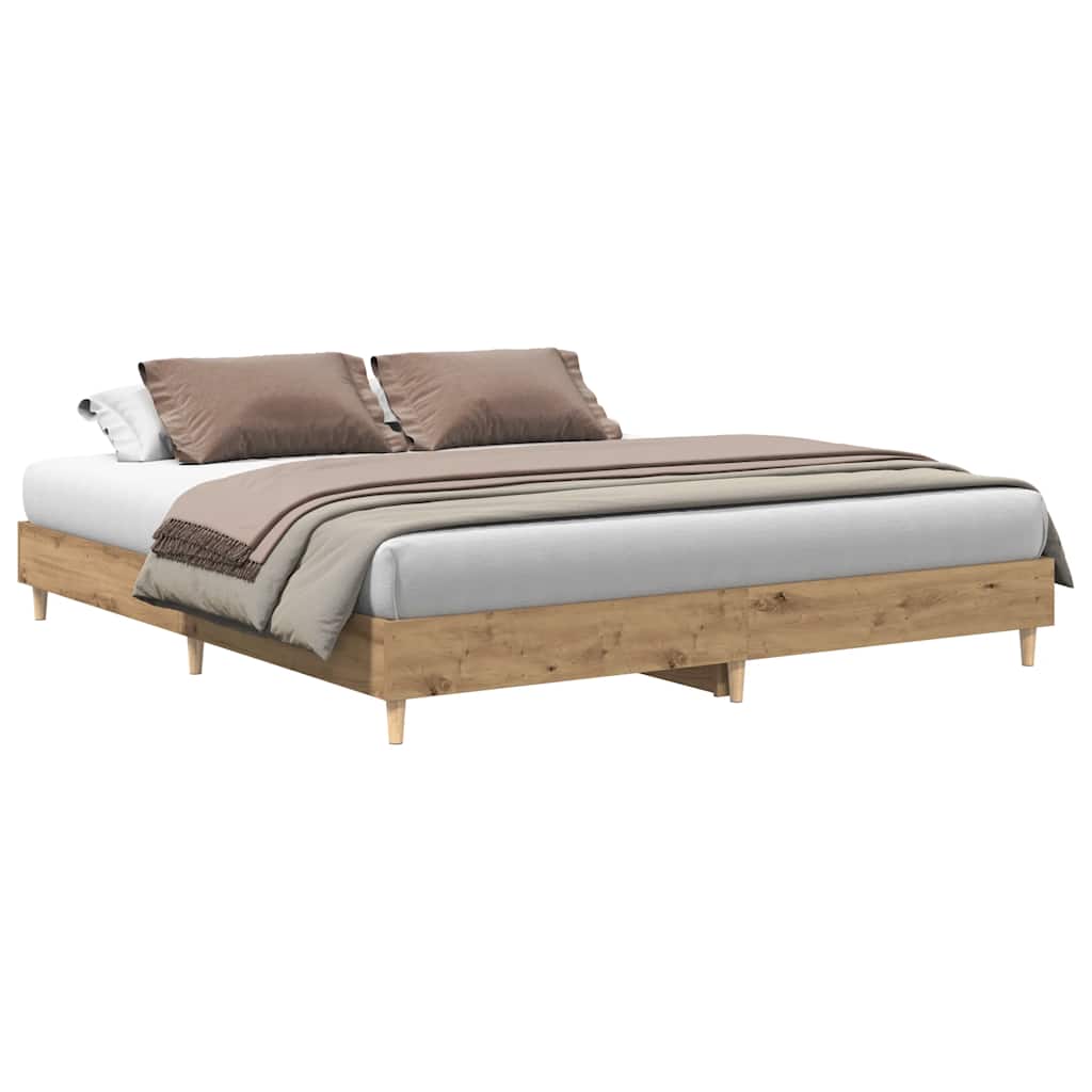 Artisan Oak Bed Frame 200x200 cm - No Mattress, Engineered Wood