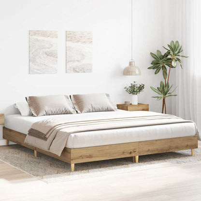 Artisan Oak Bed Frame 200x200 cm - No Mattress, Engineered Wood