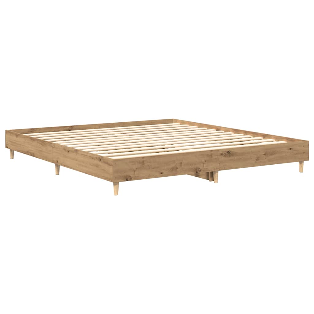 Artisan Oak Bed Frame 200x200 cm - No Mattress, Engineered Wood