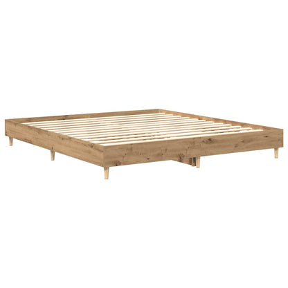 Artisan Oak Bed Frame 200x200 cm - No Mattress, Engineered Wood