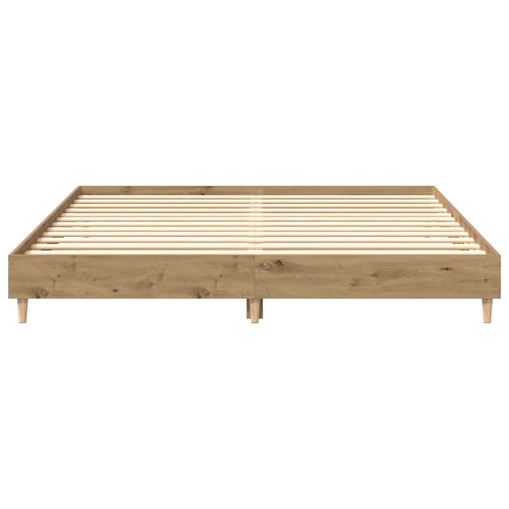Artisan Oak Bed Frame 200x200 cm - No Mattress, Engineered Wood