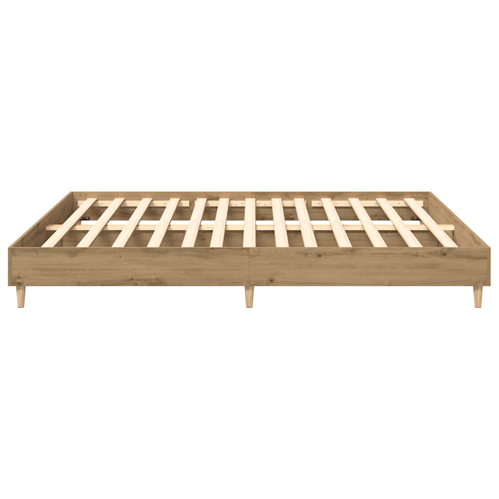 Artisan Oak Bed Frame 200x200 cm - No Mattress, Engineered Wood