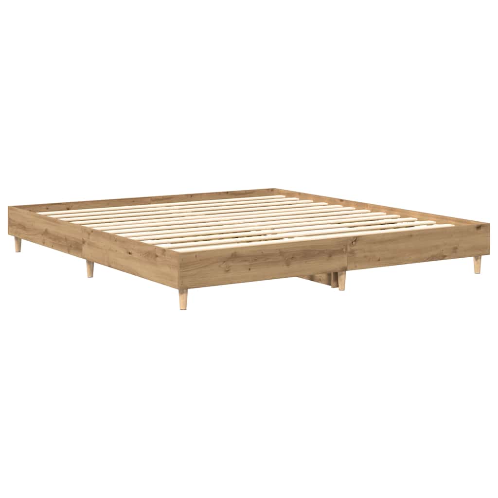 Artisan Oak Bed Frame 200x200 cm - No Mattress, Engineered Wood