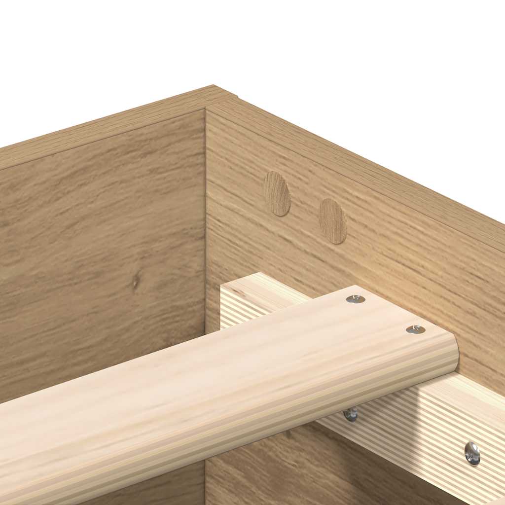 Artisan Oak Bed Frame 200x200 cm - No Mattress, Engineered Wood