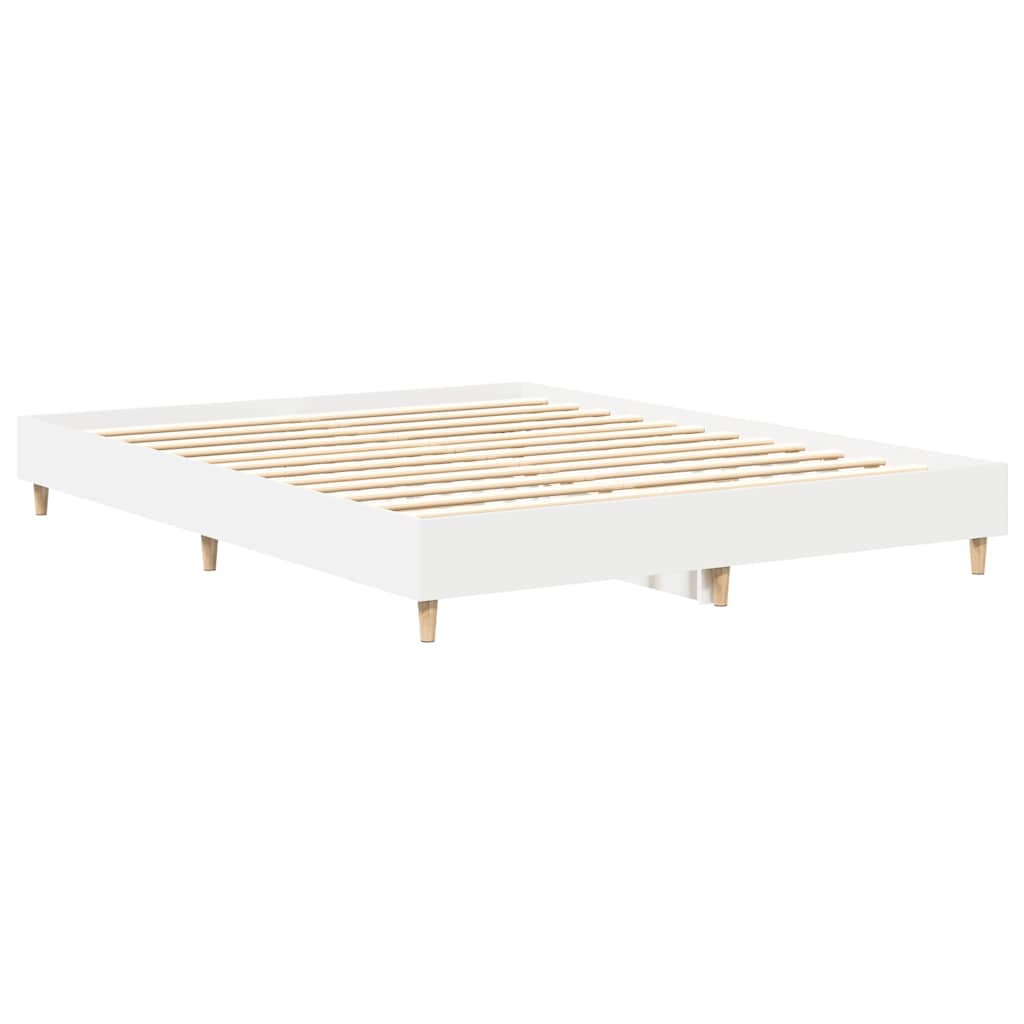 White King Size Bed Frame 150x200 cm - Engineered Wood