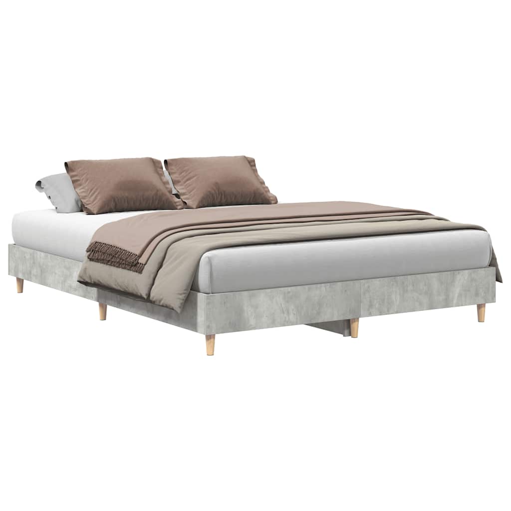 King Size Concrete Grey Bed Frame 150x200 cm - Engineered Wood