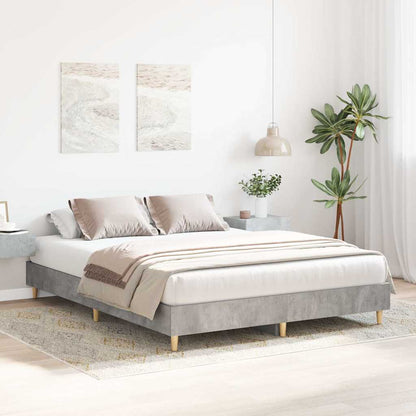 King Size Concrete Grey Bed Frame 150x200 cm - Engineered Wood