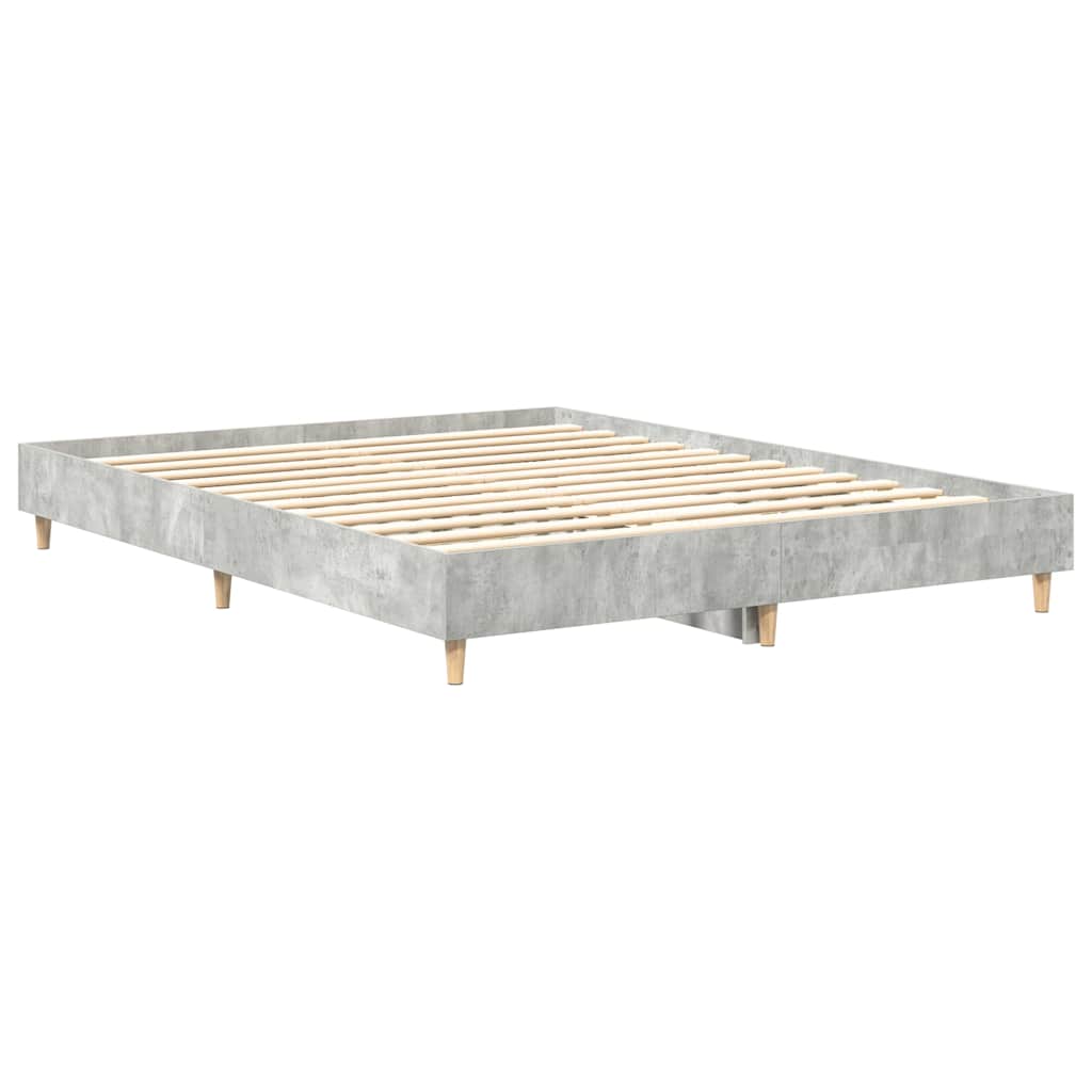 King Size Concrete Grey Bed Frame 150x200 cm - Engineered Wood