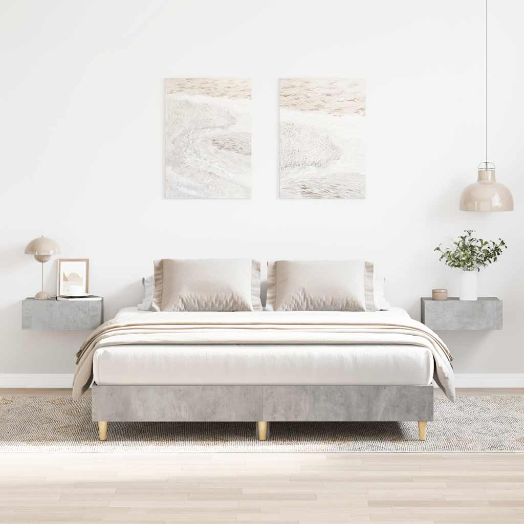 King Size Concrete Grey Bed Frame 150x200 cm - Engineered Wood