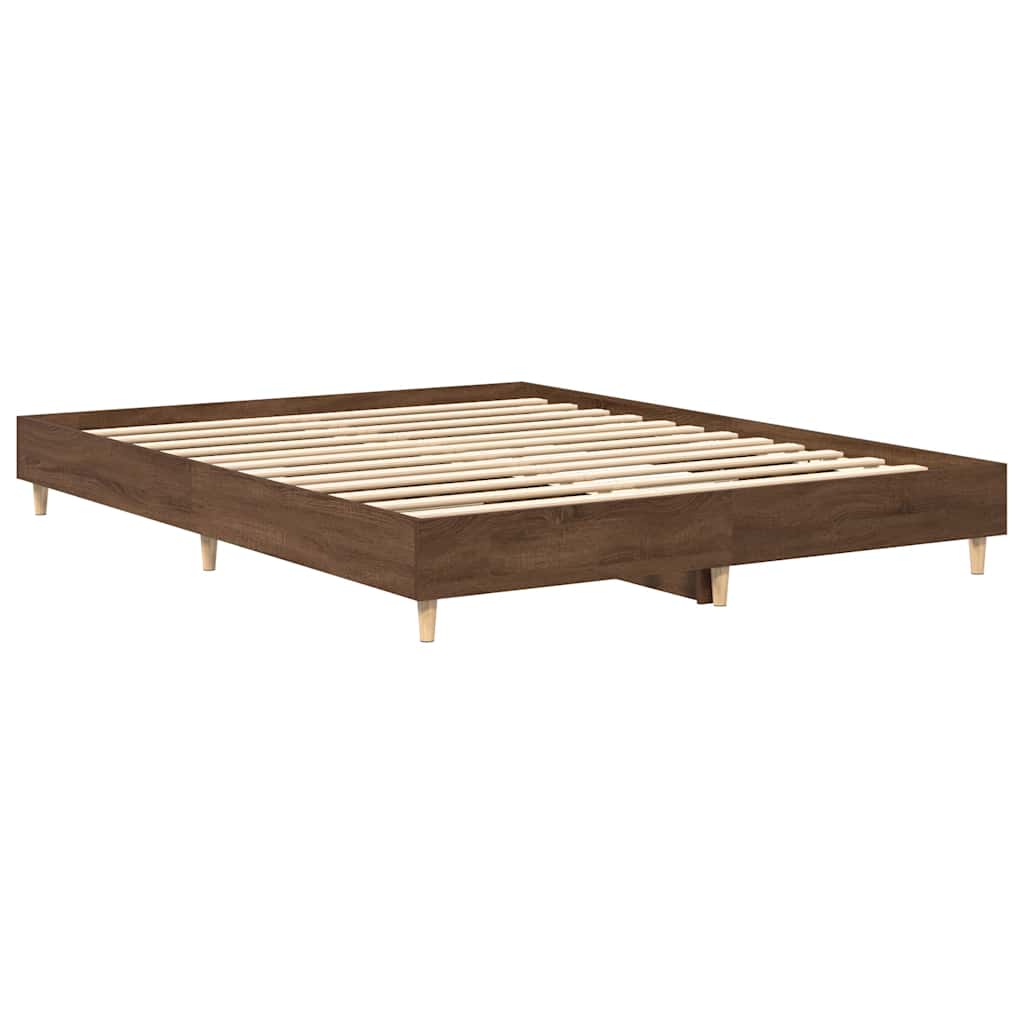 King Size Brown Oak Bed Frame 150x200 cm - Engineered Wood