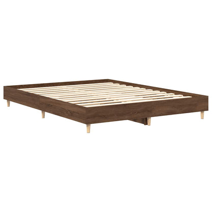 King Size Brown Oak Bed Frame 150x200 cm - Engineered Wood