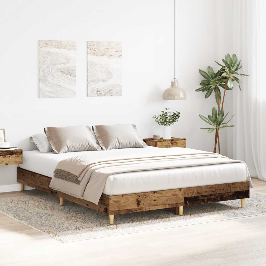 King Size Bed Frame 150x200 cm - Rustic Engineered Wood Finish
