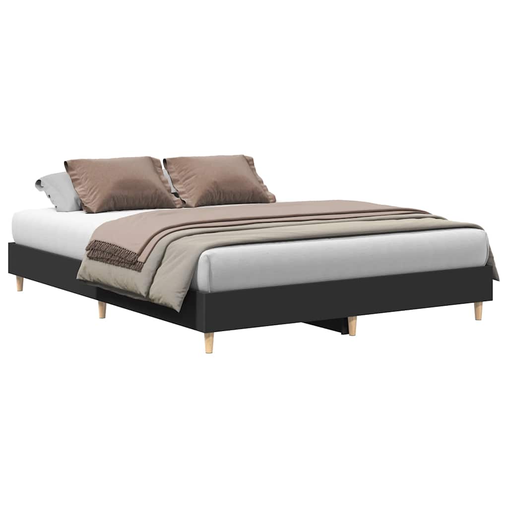 Black Engineered Wood Bed Frame - 140x200 cm (No Mattress)