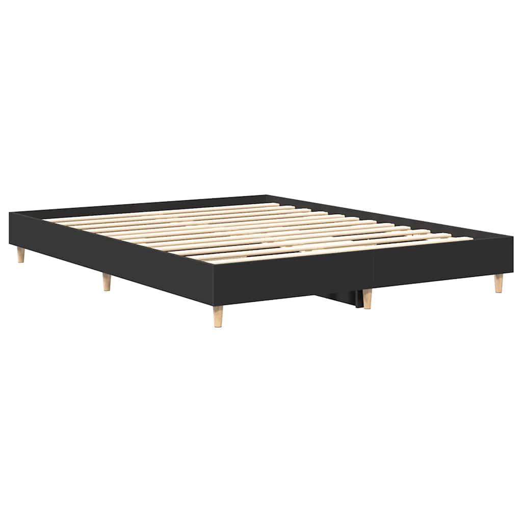 Black Engineered Wood Bed Frame - 140x200 cm (No Mattress)