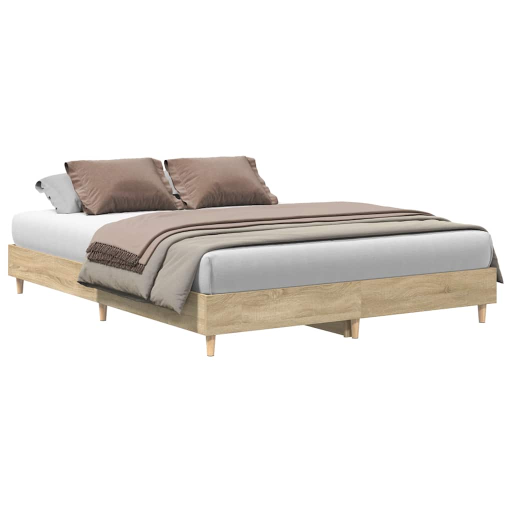 Sonoma Oak Bed Frame 140x200 cm - Engineered Wood, No Mattress